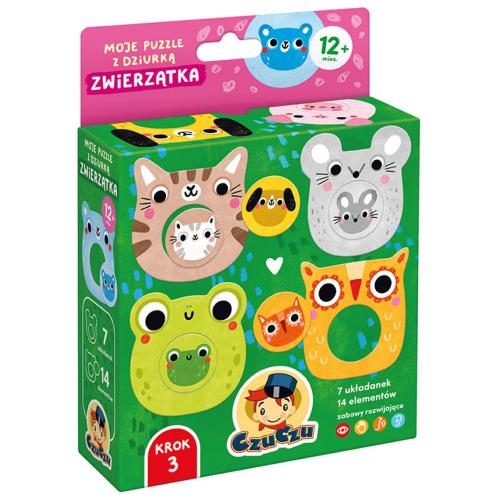 Zdjęcie produktu - CzuCzu Moje puzzle z dziurką Zwierzątka 12m+, 14 element&oacute;w