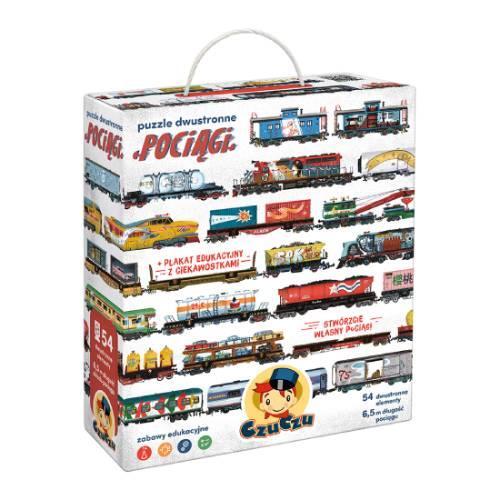 Zdjęcie produktu - CzuCzu Puzzle dwustronne Pociągi dla dzieci 5+, 54 elementy