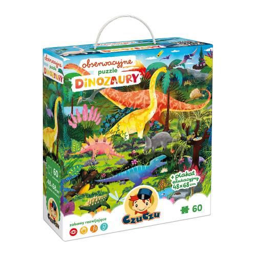 Zdjęcie produktu - CzuCzu Puzzle obserwacyjne Dinozaury dla dzieci 4+, 60 element&oacute;w