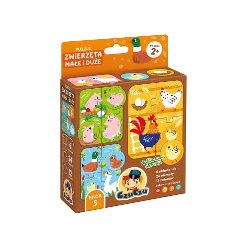 Zdjęcie produktu - CzuCzu Puzzle Zwierzęta małe i duże 2+ 6 układanek, 24 elementy