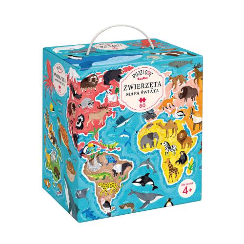 CzuCzu Puzzlove. Zwierzęta Mapa Świata. Puzzle 60 element&oacute;w dla dzieci 4+
