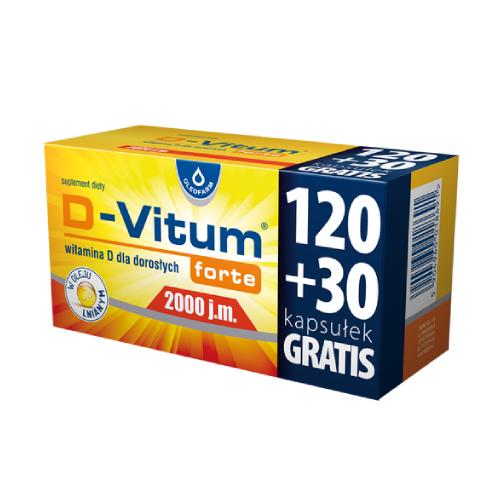 Zdjęcie produktu - D-Vitum Forte 2000 j.m., 150 kapsułek (120+30 gratis)