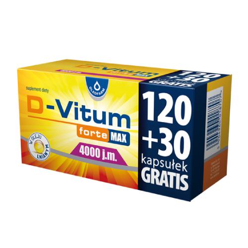 Zdjęcie produktu - D-Vitum forte Max 4000 j.m., 150 kapsułek (120 + 30 gratis)