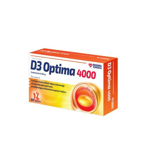 Zdjęcie produktu - Rodzina Zdrowia D3 Optima 4000, 60 kaps.
