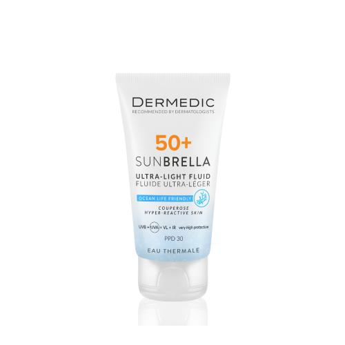 Zdjęcie produktu - DERMEDIC SUNBRELLA Ultralekki krem ochronny SPF50+ do sk&oacute;ry naczyniowej i nadreaktywnej, 40ml