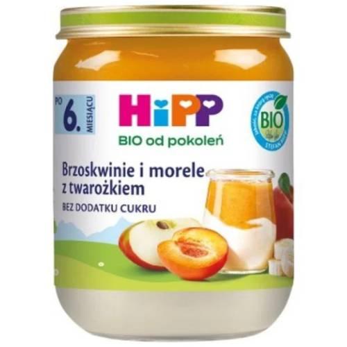 Zdjęcie produktu - HiPP Brzoskwinie i morele z twarożkiem, 160 g