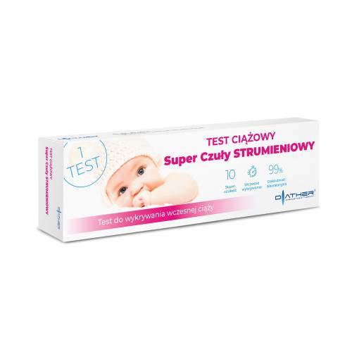 Zdjęcie produktu - DIATHER Test ciążowy Super Czuły Strumieniowy, 1szt. USZKODZONE TEKTUROWE OPAKOWANIE
