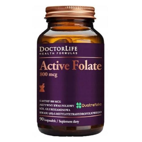 Zdjęcie produktu - Doctor Life Active Folate Aktywny kwas foliowy 800mcg, 90kaps.