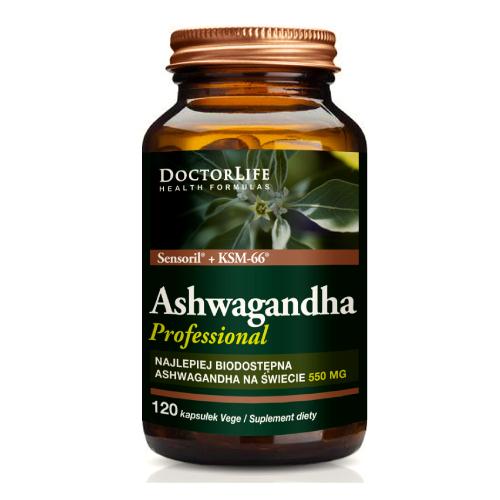 Zdjęcie produktu - Doctor Life Ashwagandha Professional 550mg, 120 kaps.