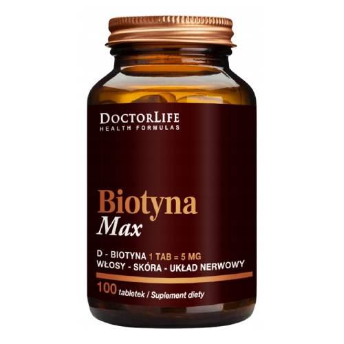 Zdjęcie produktu - Doctor Life Biotyna Max 5mg, 100 tabletek
