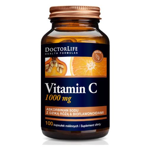 Zdjęcie produktu - Doctor Life Vitamin C 1000 mg Witamina C z dziką r&oacute;żą i bioflawonoidami, 100 kaps.