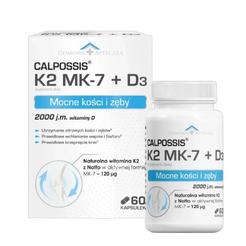 Zdjęcie produktu - Domowa Apteczka Calpossis K2 MK7 + D3, 60 kaps.