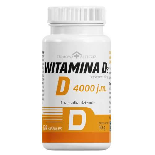 Zdjęcie produktu - Domowa Apteczka Witamina D3 4000 j.m, 120 kaps.