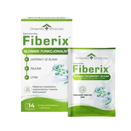 Zdjęcie produktu - Domowa Apteczka Fiberix Smak czekoladowo-waniliowy, 14 sasz.