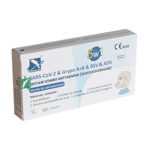 Zdjęcie produktu - Deepblue SARS-CoV-2 & Grypa A+B & RSV & ADV Zestaw Combo antygen&oacute;w, 1 szt.