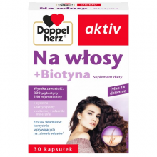 Zdjęcie produktu - DOPPELHERZ AKTIV Na włosy + Biotyna, 30kaps.