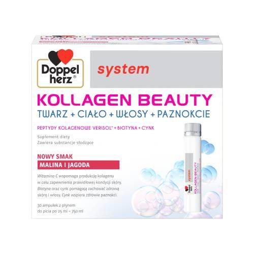 Zdjęcie produktu - Doppelherz system Kollagen Beauty smak malina i jagoda, 30 amp. x 25 ml