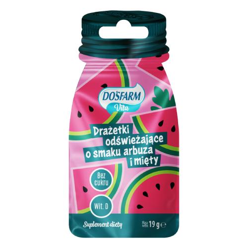 Zdjęcie produktu - Dosfarm Vita Drażetki odświeżające o smaku arbuza i mięty, 19 g