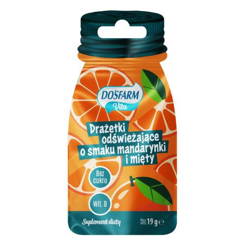 Zdjęcie produktu - Dosfarm Vita Drażetki odświeżające o smaku mandarynki i mięty, 19 g
