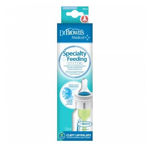 Dr Brown's Butelka standard z systemem do karmienia niemowląt z rozszczepem wargi lub podniebienia, 120 ml