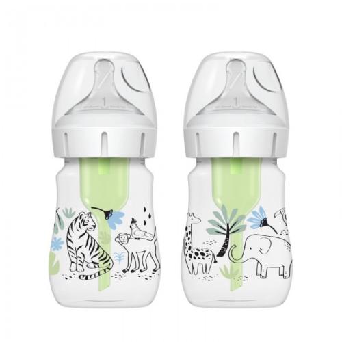 Dr Brown's Butelka z szeroką szyjką Options+ 150ml DŻUNGLA, 2szt.
