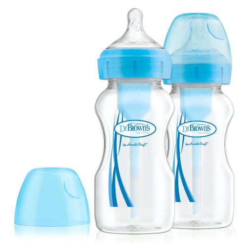 Zdjęcie produktu - Dr Brown's Options+ Butelka antykolkowa 0m+ szeroka szyjka 270 ml, niebieska, 2szt.