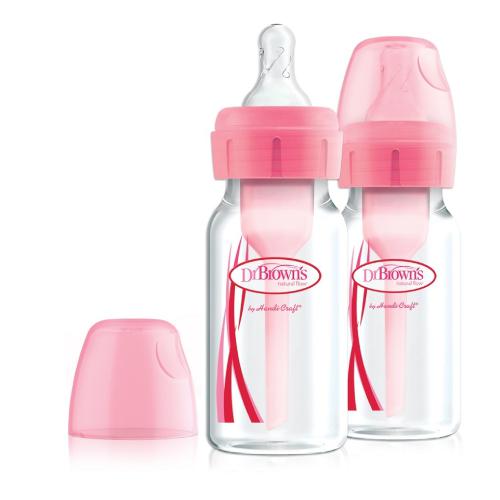 Zdjęcie produktu - Dr Brown's options+ Butelka antykolkowa standard 0m+ r&oacute;ż, 2x 120ml