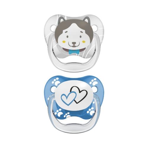 Zdjęcie produktu - Dr Brown's PreVent Smoczek ortodontyczny Zwierzęta, niebieski/szary 6-18m, 2szt.