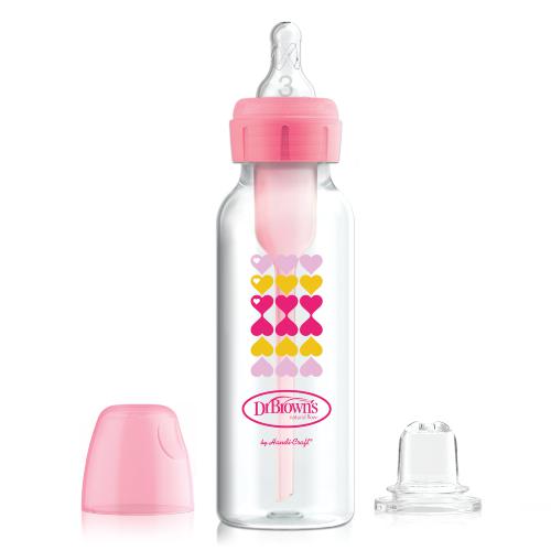Zdjęcie produktu - Dr Brown's Zestaw "Od Butelki Do Kubka" Butelka Options+ 250ml r&oacute;żowa + smoczek silikonowy + ustnik ,,niekapek" 