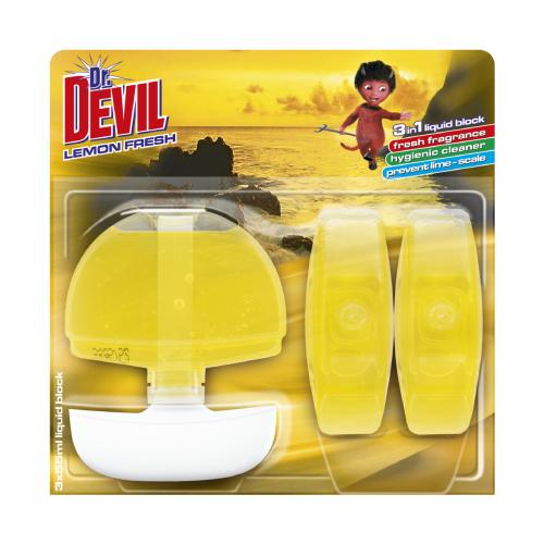 Zdjęcie produktu - Dr. DEVIL Zawieszka do WC Lemon Fresh, 3x55ml