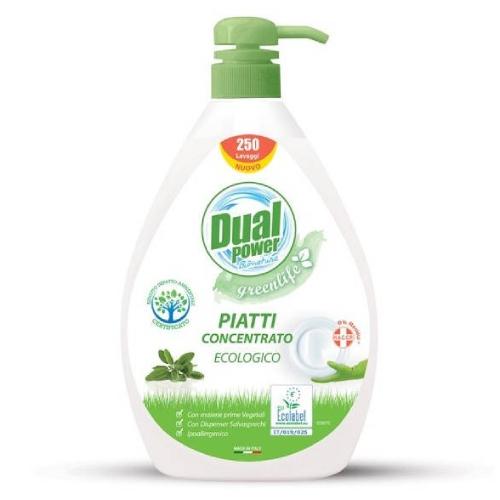 Zdjęcie produktu - DUAL POWER ECO Płyn do mycia naczyń o konsystencji żelu GREENLIFE, 1000ml USZKODZONA POMPKA
