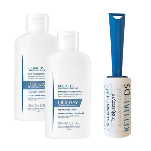 Zestaw DUCRAY KELUAL DS Szampon do postępowania w ciężkich stanach łupieżowych, 2x100ml + Rolka do ubrań