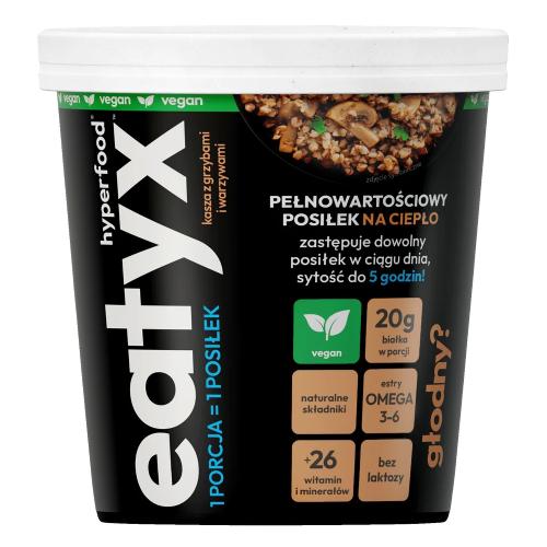EATYX Pełnowartościowy posiłek na ciepło Kasza z grzybami i warzywami w kubku, 90 g