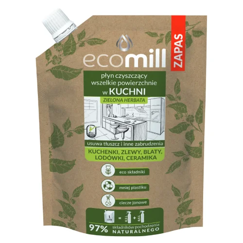 Zdjęcie produktu - Eco Mill Płyn czyszczący do kuchni Zielona herbata, zapas, 1 l