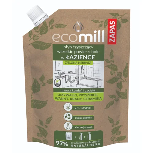 Zdjęcie produktu - Eco Mill Płyn czyszczący do łazienki Zielona herbata, zapas, 1 l