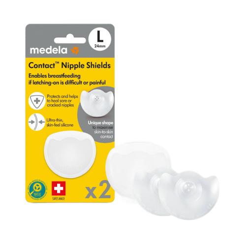 Miniaturka artykułu - Medela Contact Silikonowe nakładki na brodawki L 24mm, 2 szt.
