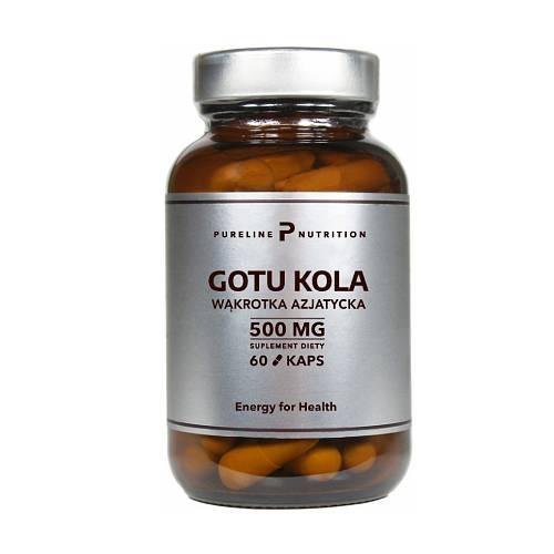Miniaturka artykułu - Pureline Nutrition Gotu kola wąkrotka azjatycka 500 mg, 60 kaps.