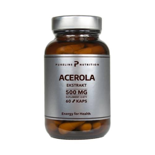 Miniaturka artykułu - Pureline Nutrition Acerola Ekstrakt 500mg, 60kaps.