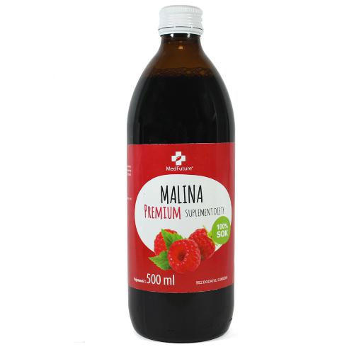 Miniaturka artykułu - MedFuture Sok Malina Premium, 500ml