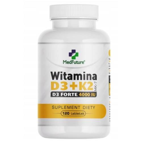 Miniaturka artykułu - MedFuture Witamina D3+K2 MK-7 Forte 4000IU, 120tabl.
