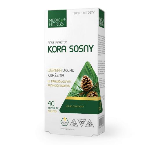 Miniaturka artykułu - Medica Herbs Kora Sosny 600 mg, 40 kaps.