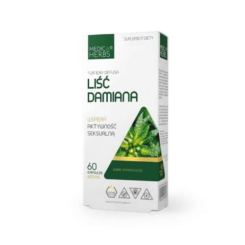 Miniaturka artykułu - Medica Herbs Liść Damiana, 60 kaps.