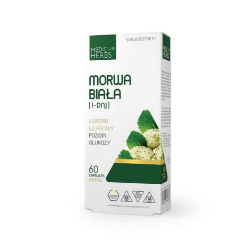 Miniaturka artykułu - Medica Herbs Morwa Biała (1-DNJ), 60 kaps.
