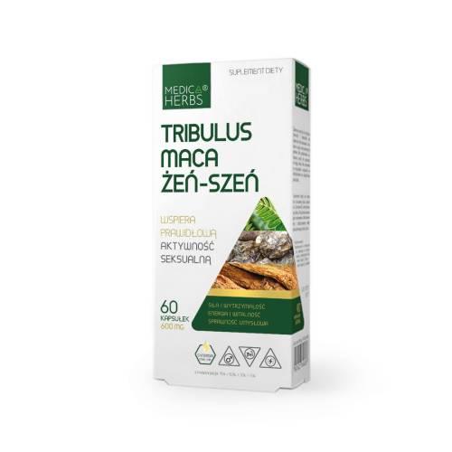 Miniaturka artykułu - Medica Herbs Tribulus Maca Żeń-Szeń, 60 kaps.