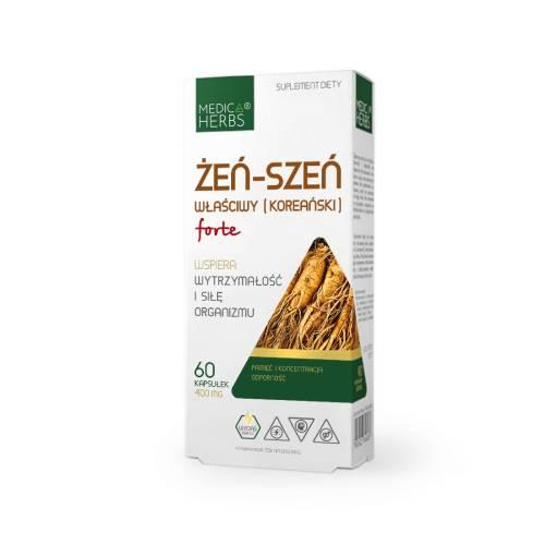 Miniaturka artykułu - Medica Herbs Żeń-Szeń Właściwy (Koreańśki) Forte, 60 kaps.