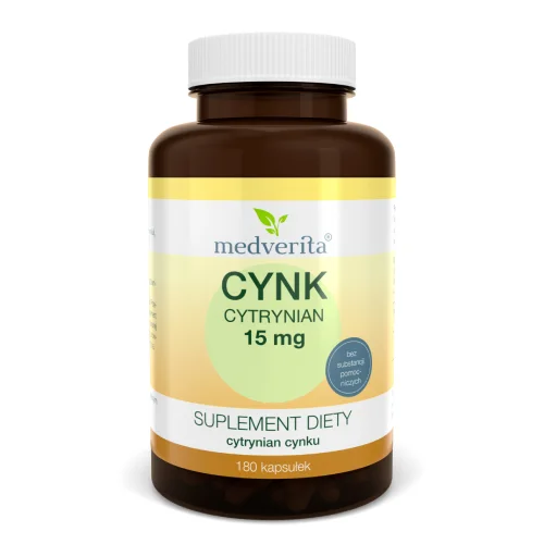 Miniaturka artykułu - Medverita Cynk cytrynian 15 mg, 180 kaps.
