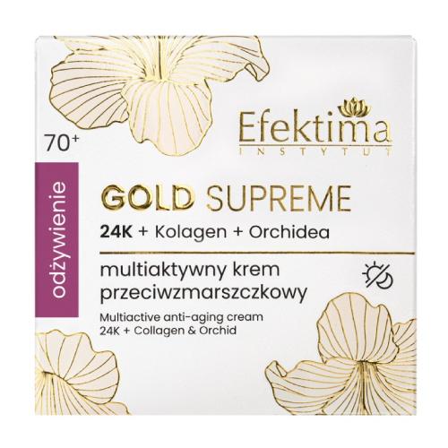 Zdjęcie produktu - EFEKTIMA Gold Supreme Multiaktywny krem przeciwzmarszczkowy 24K + Kolagen + Orchidea Odżywienie 70+, 50 ml