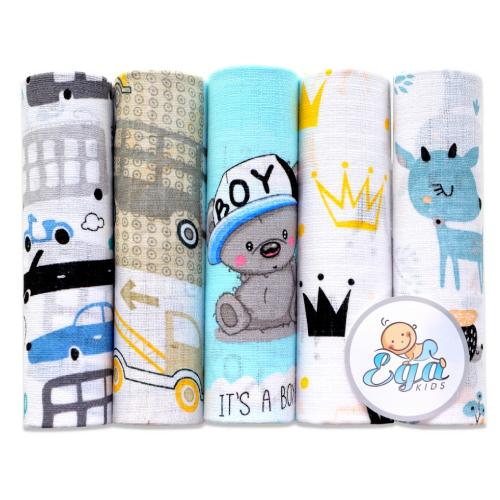 Zdjęcie produktu - EGA KIDS Pieluchy tetrowe 70x80cm zestaw nr 3, 5 szt.
