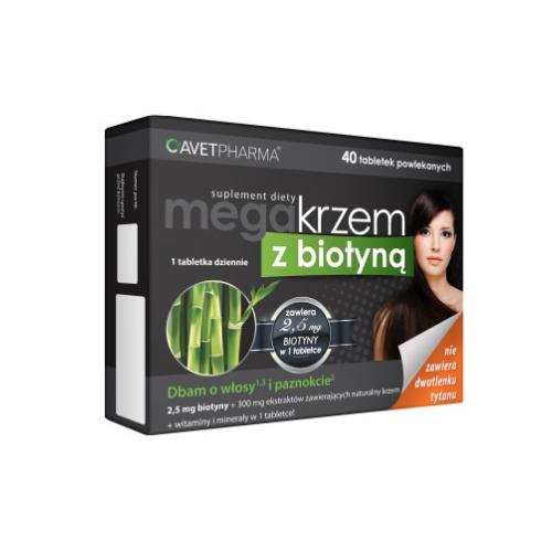 Miniaturka artykułu - MEGA KRZEM z biotyną, 40tabl. powl.