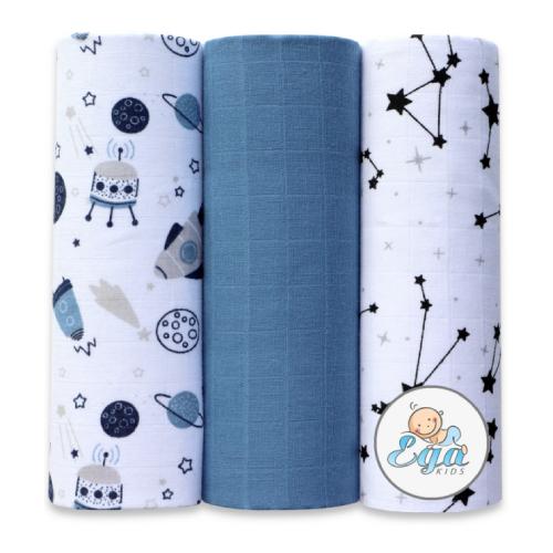 Zdjęcie produktu - EGA KIDS Pieluszki muślinowe 60x80cm zestaw nr 35 (6377), 3szt.